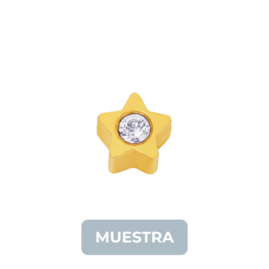 MUESTRA: 24C Estrella con Cristal 4mm GP 24kt